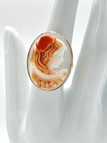 Anello oro 14kt con cammeo - oro,