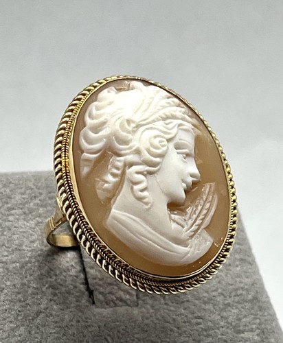 Anello oro 14kt con cammeo - con,
