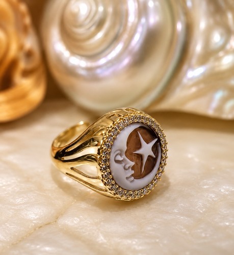 Anello cammeo luna - e, in