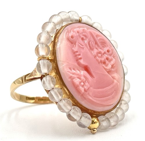 Anello oro 14kt cammeo rosa - anello,