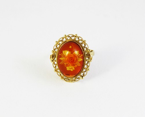 Anello cammeo ambra oro - in,