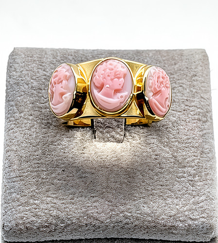 Anello oro 14kt con cammei - oro,