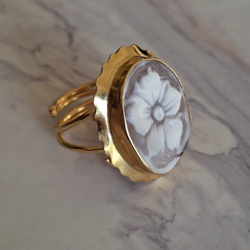 Anello cammeo fiore - anello, inciso