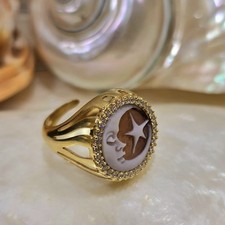 Anello cammeo Luna e Stella in