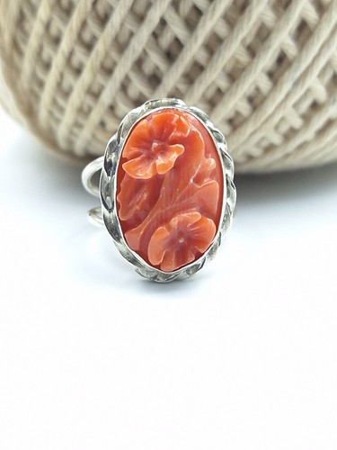 Anello cameo vero corallo - cameo,