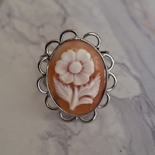 ANELLO CAMMEO FIORE  ARGENTO