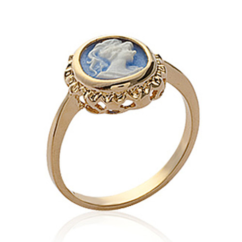 Anello cammeo blu placcato - e,